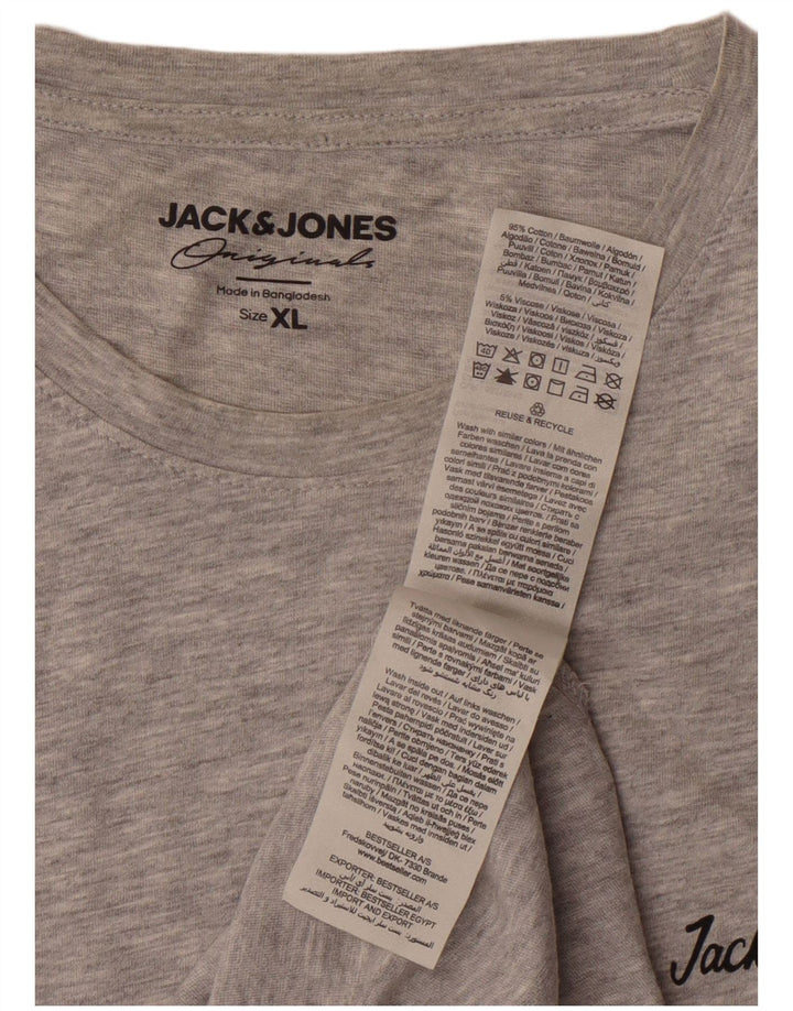 Camiseta masculina original JACK & JONES XL algodão cinza