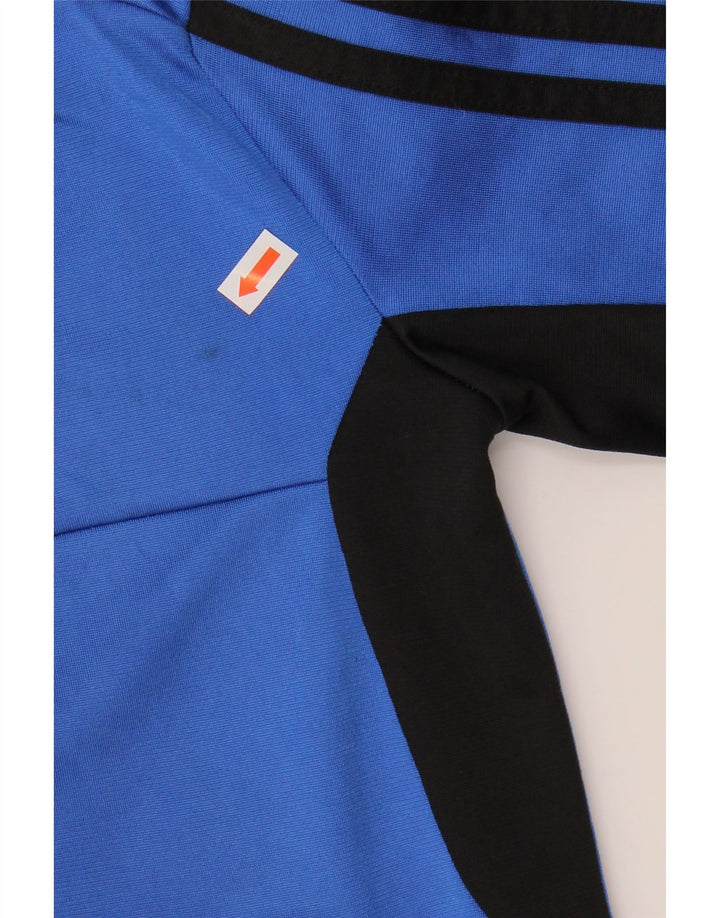 Adidas Boys Tracksuit Top Jacket 7-8 Years Blue Colourblock Polyester