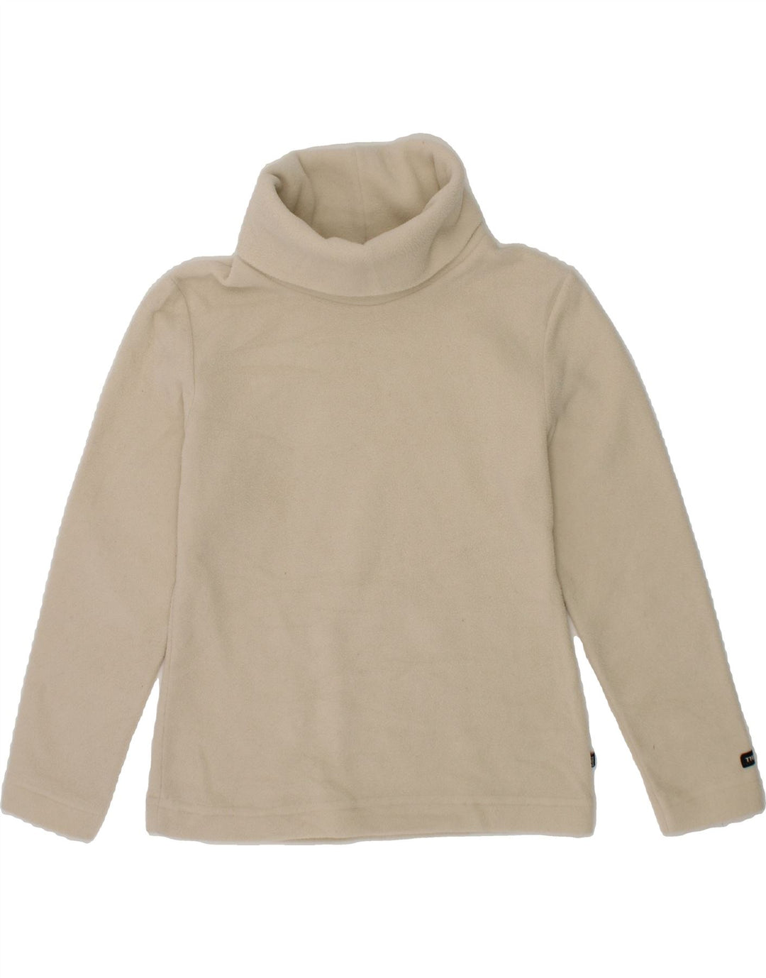 THINK PINK Girls Roll Neck Fleece Jumper 5-6 Years Beige Polyester Vintage Think Pink and Second-Hand Think Pink from Messina Hembry 