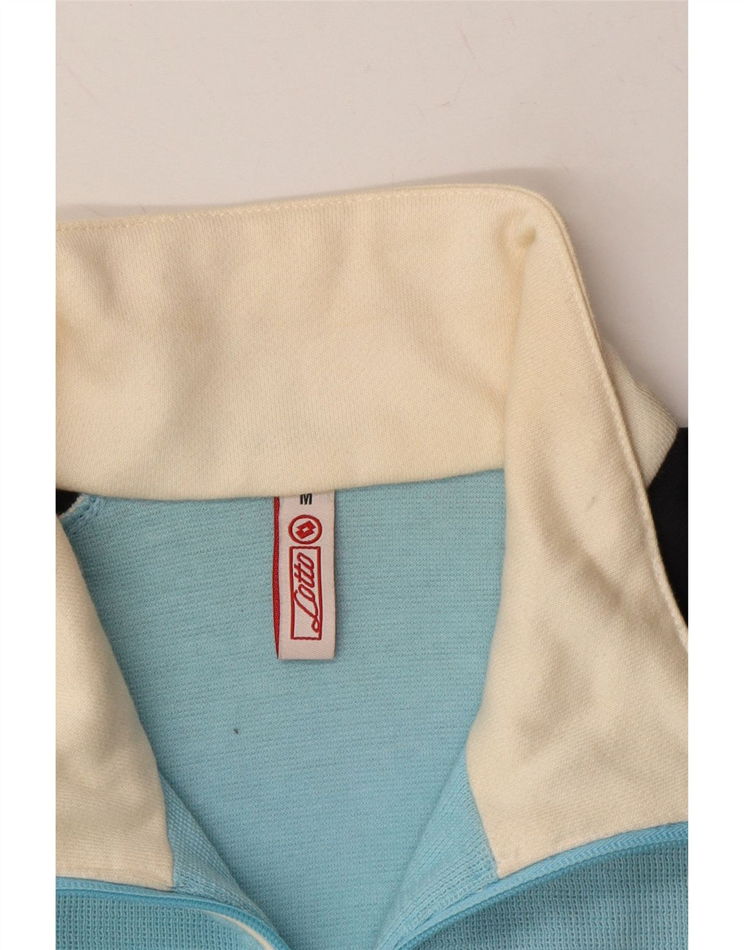 LOTTO Womens Tracksuit Top Jacket UK 14 Medium Blue Colourblock Cotton Vintage Lotto and Second-Hand Lotto from Messina Hembry 