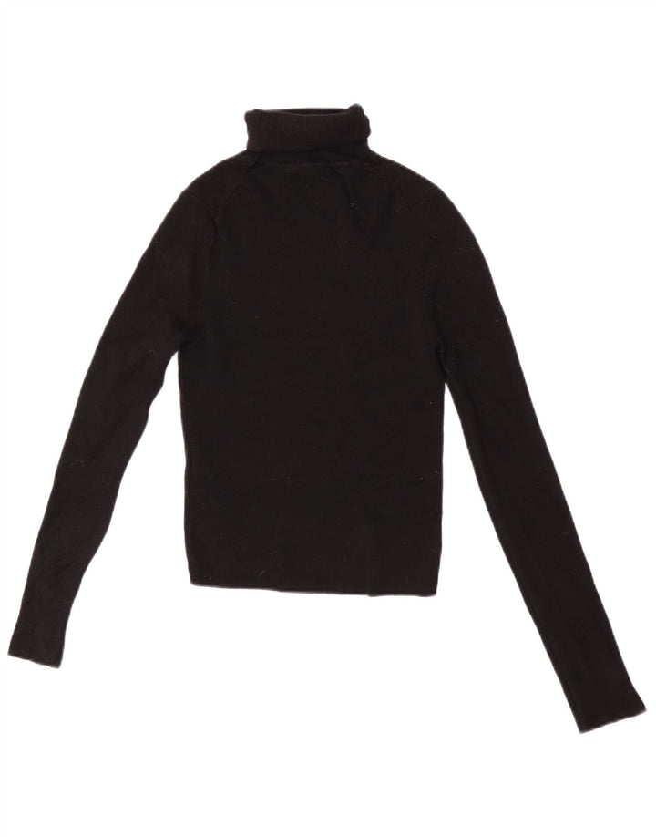 Zara Womens Crop Roll Neck Jumper Sweater UK 12 Medium Black Viscose