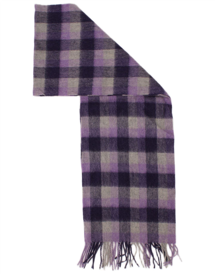 Edinburgh Womens Rectangle Scarf One Size Purple Check Lambswool Classic