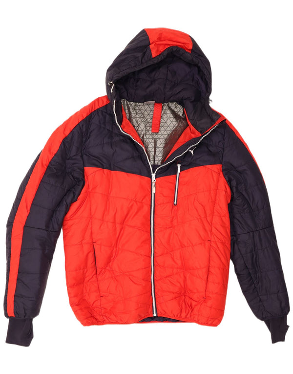 Puma Herren-Kapuzenjacke, gepolstert, Größe 40, Größe L, Rot, Colourblock-Polyester