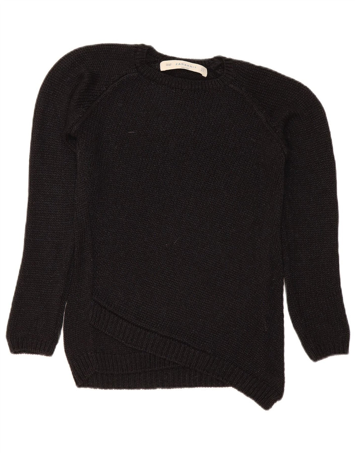 Zara Womens Crew Neck Jumper Sweater UK 14 Medium Black