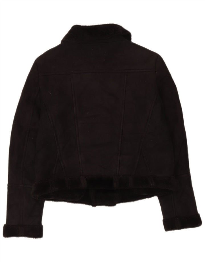 Oasis Chaqueta Motera Sherpa para Mujer UK 44 Mediano Poliéster Negro
