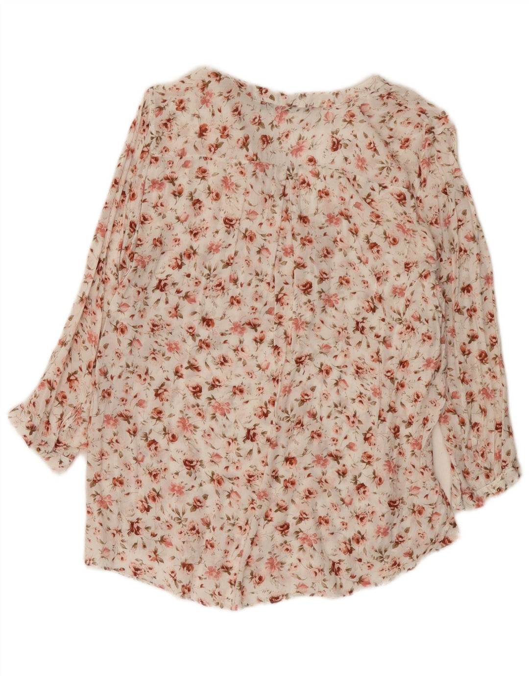 Zara Womens 3/4 Sleeve Blouse Top UK 14 Medium White Floral