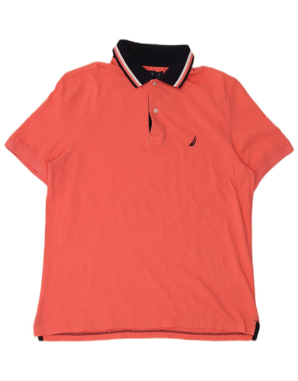 Polo da uomo Nautica Large in cotone color block arancione