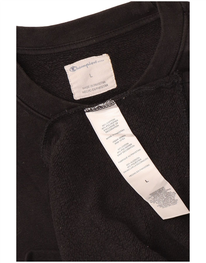 Champion Mens Sweatshirt Jumper Large Black Cotton