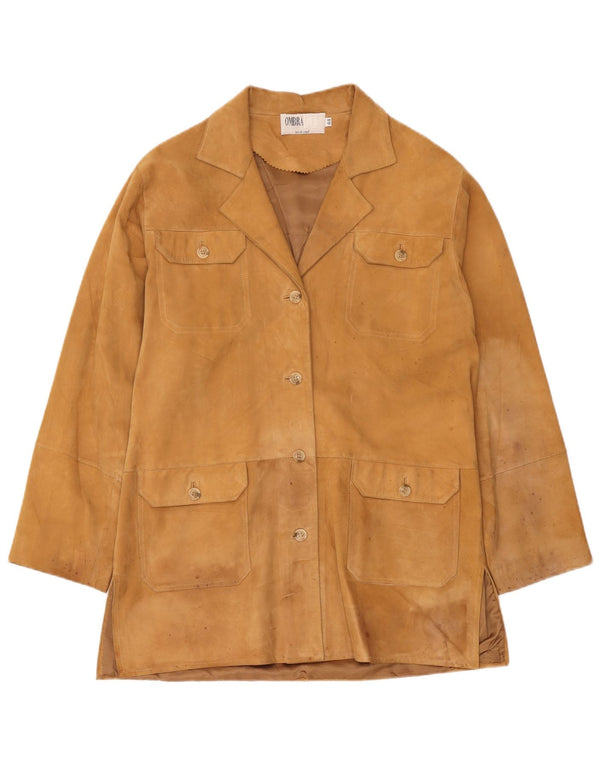 Ombraluce Womens Suede Overcoat IT 44 Medium Beige