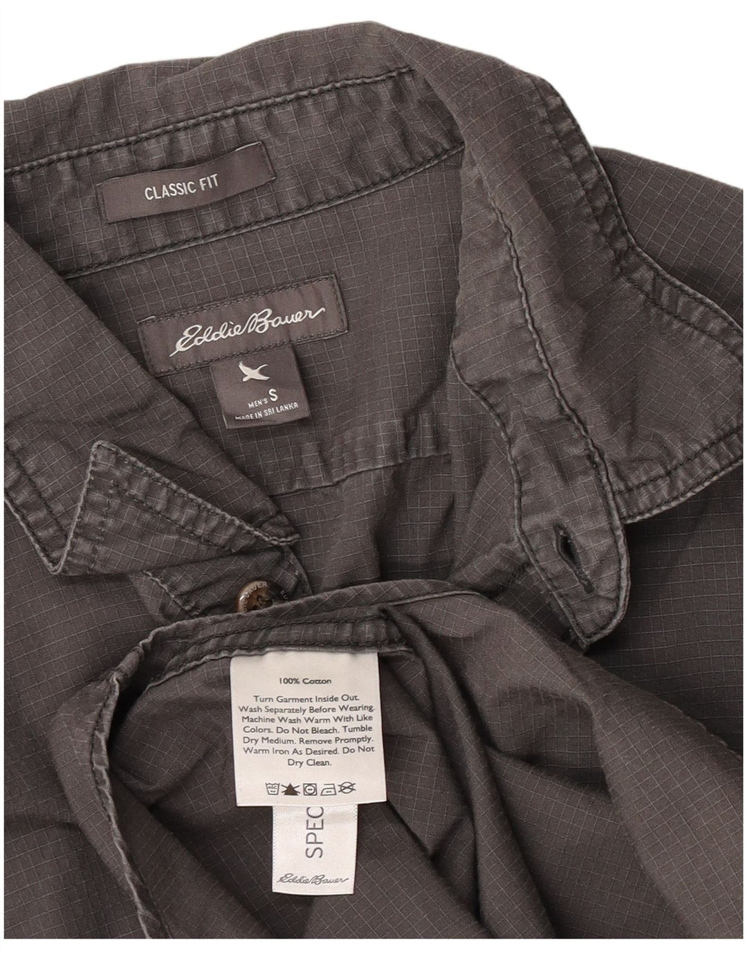 Eddie Bauer Mens Classic Fit Shirt Small Grey Cotton