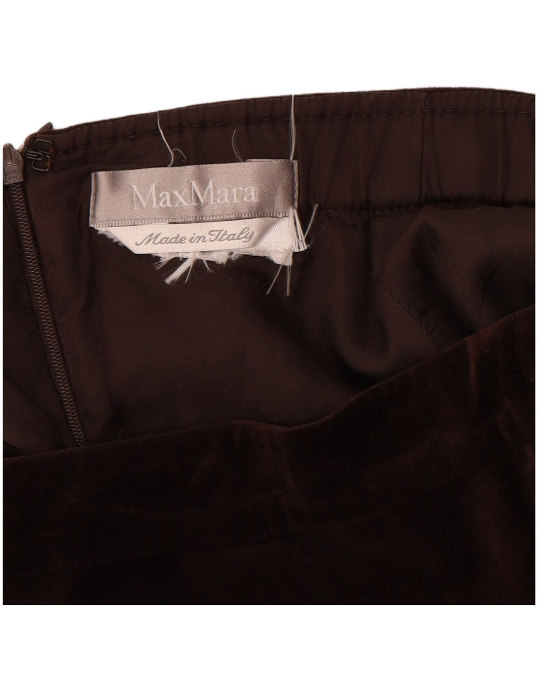 Max Mara Womens Velvet Straight Skirt  W30 Medium Brown Cotton
