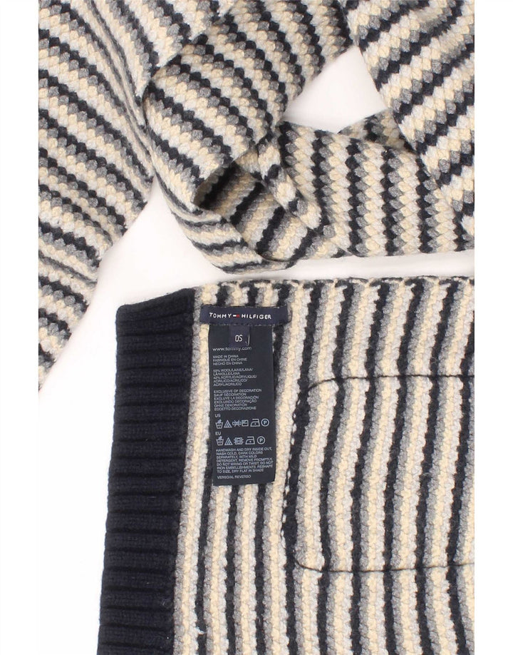 Tommy Hilfiger Womens Knit Rectangle Scarf One Size Navy Blue Striped Wool