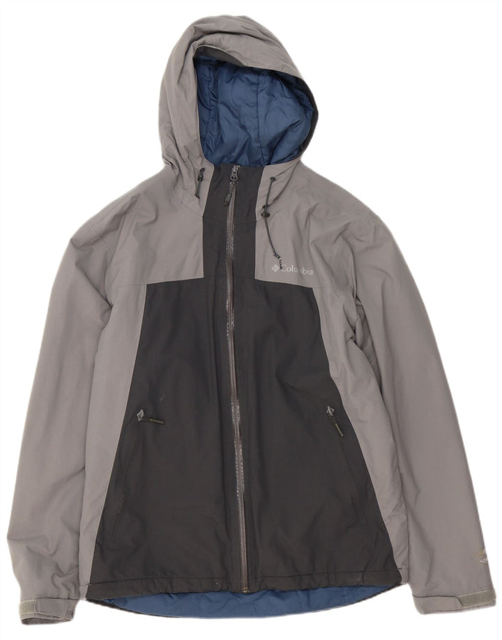 Columbia Mens Hooded Windbreaker Jacket UK 38 Medium Grey Colourblock