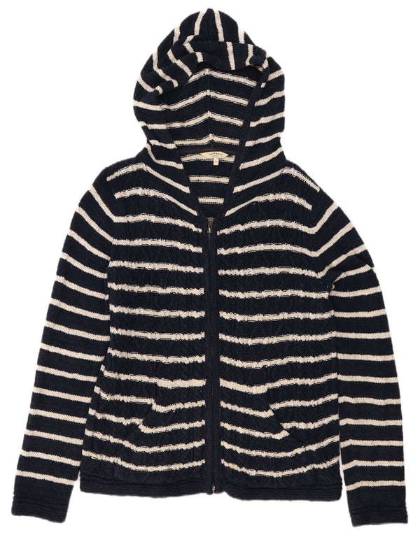 Maglione cardigan con cappuccio da donna Fat Face UK 14 Medio a righe blu navy