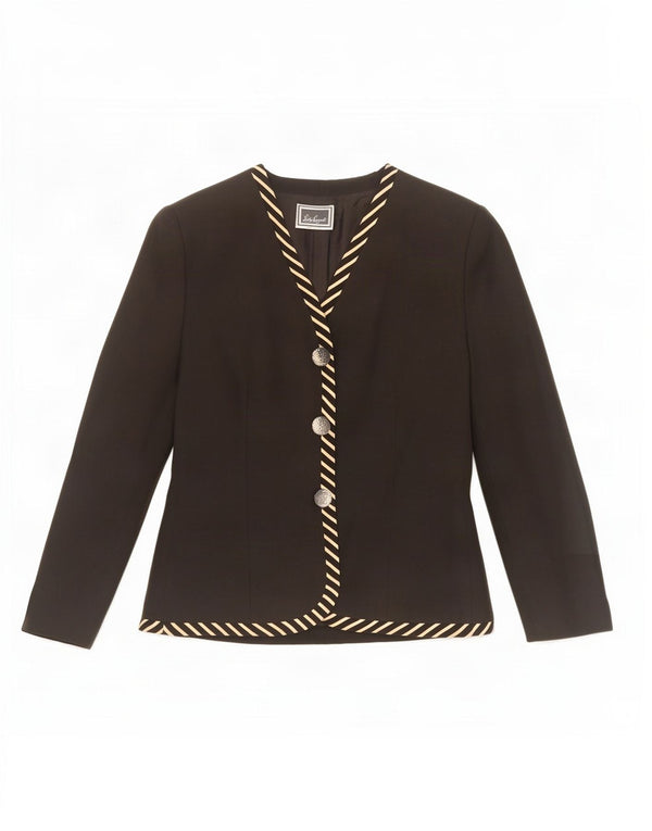 Luisa Spagnoli Giacca Blazer da Donna a 3 Bottoni UK 12 Media a Righe Nere