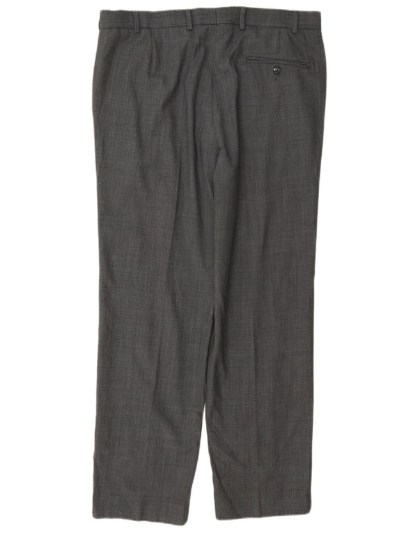Pantaloni da abito dritti da uomo Marks & Spencer W34 L31 poliestere grigio