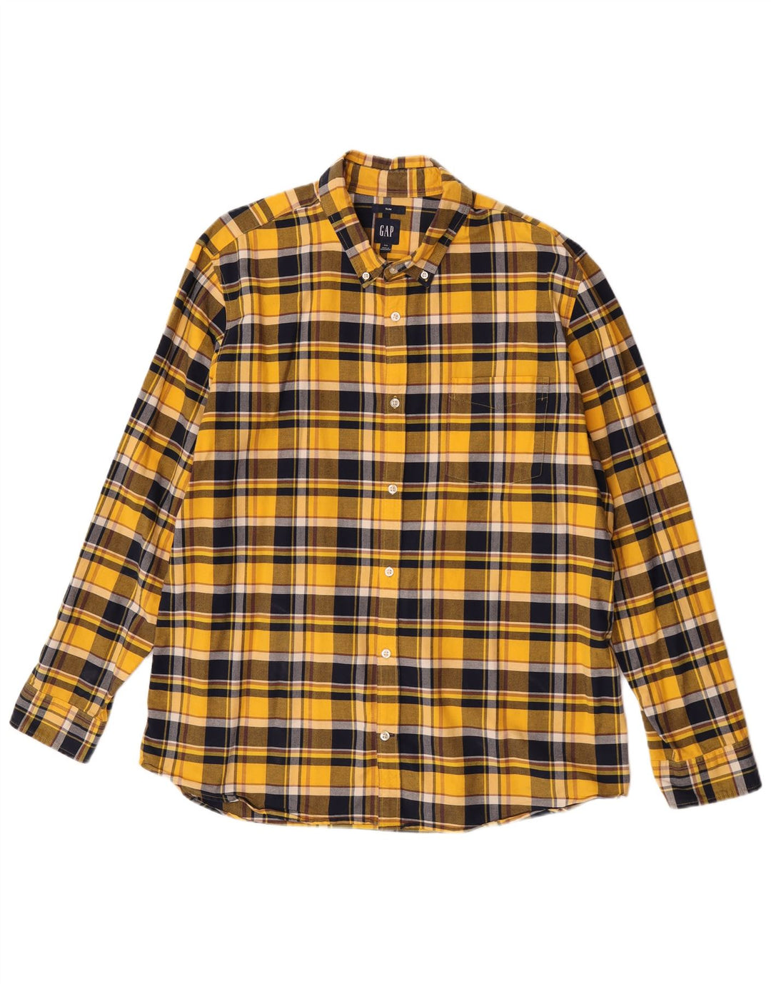 Gap herre slim flannel skjorte 2XL gul ternet bomuld