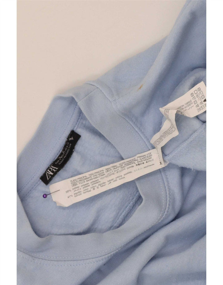 Zara Womens Crop Sweatshirt Jumper UK 10 Small Blue Polyester