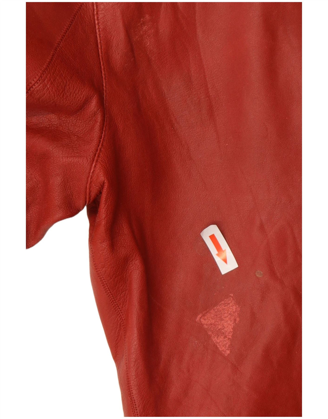 Massimo Dutti Mens Leather Biker Jacket UK 36 Small Red Leather