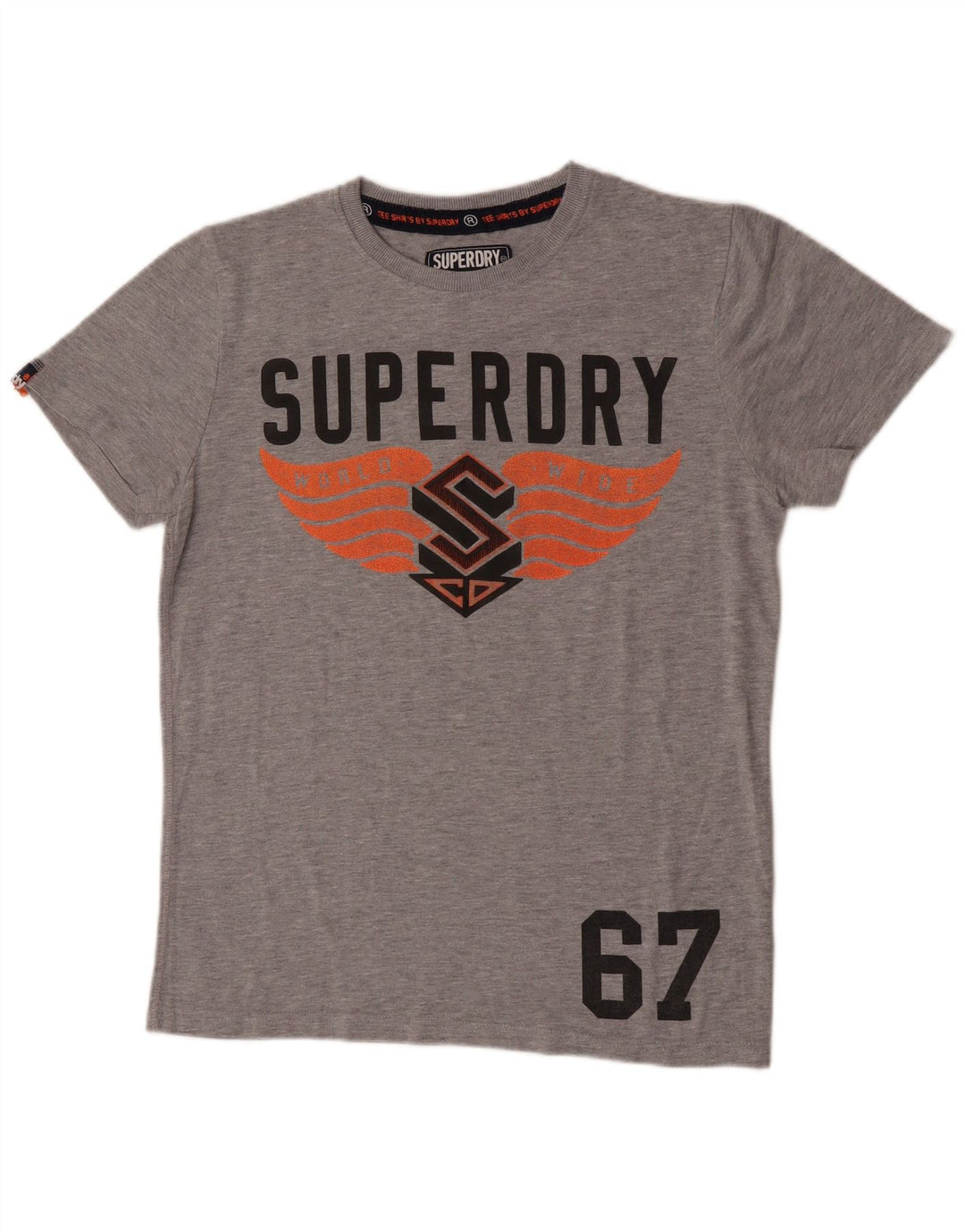 Superdry Hombre Camiseta Gráfica Top Gris Medio