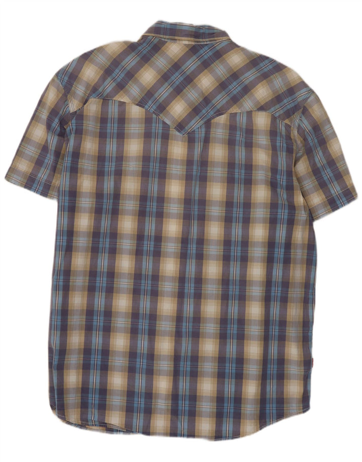 Levi's Mens Short Sleeve Standard Fit Shirt 2XL Blue Check Cotton