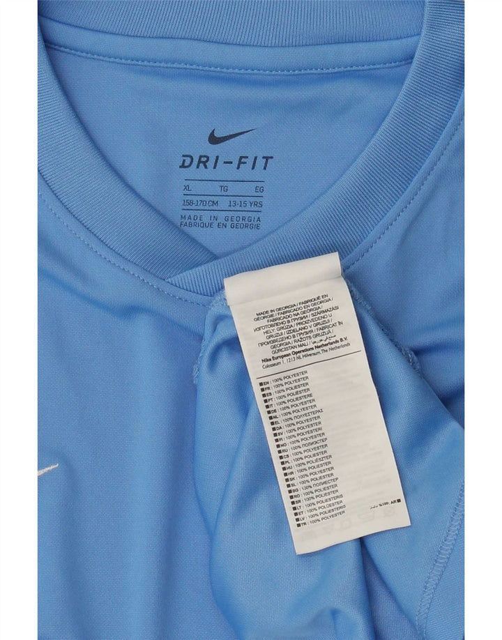 Nike Boys Dri Fit T-Shirt Top 13-14 Years XL Blue Polyester