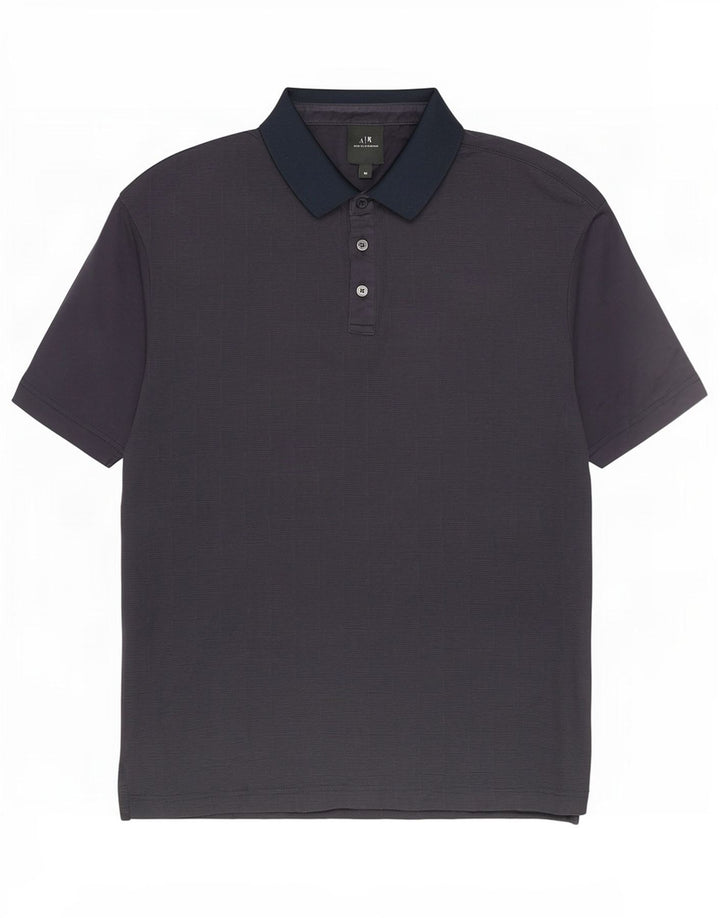 Armani Exchange Polo para hombre de algodón geométrico azul marino medio