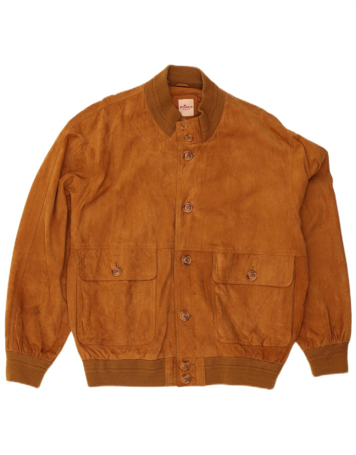Prince Veste Bomber en Daim pour Homme UK 40 Grand Cuir Beige