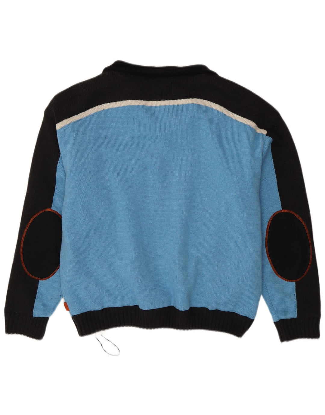TCM Mens Zip Neck Jumper Sweater Large Blue Colourblock Acrylic