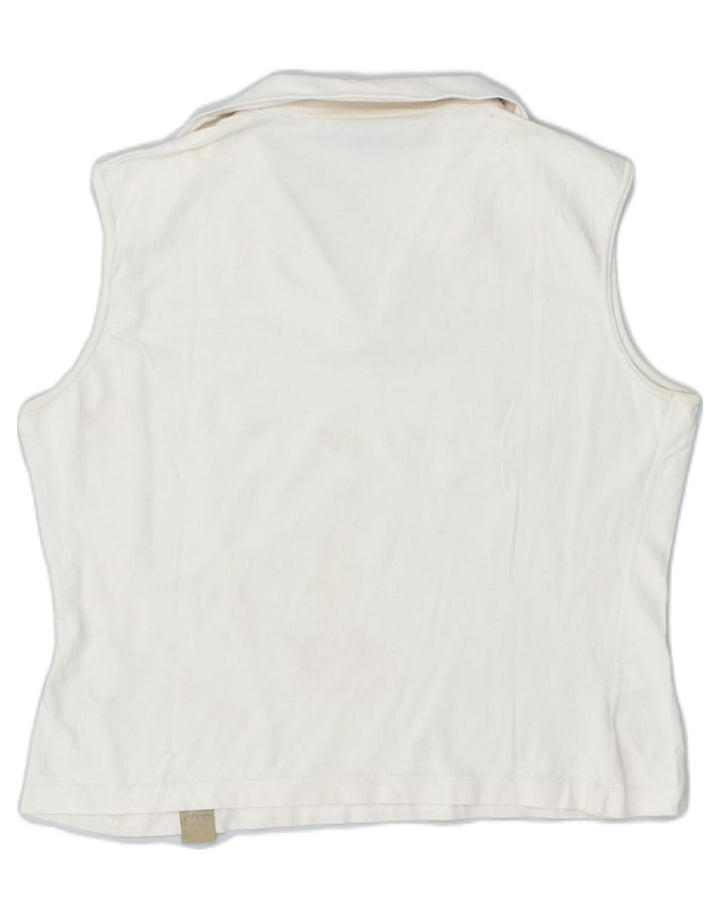 TRUSSARDI Womens Sleeveless Polo Shirt UK 18 XL White Cotton | Vintage | Thrift | Second-Hand | Used Clothing | Messina Hembry 
