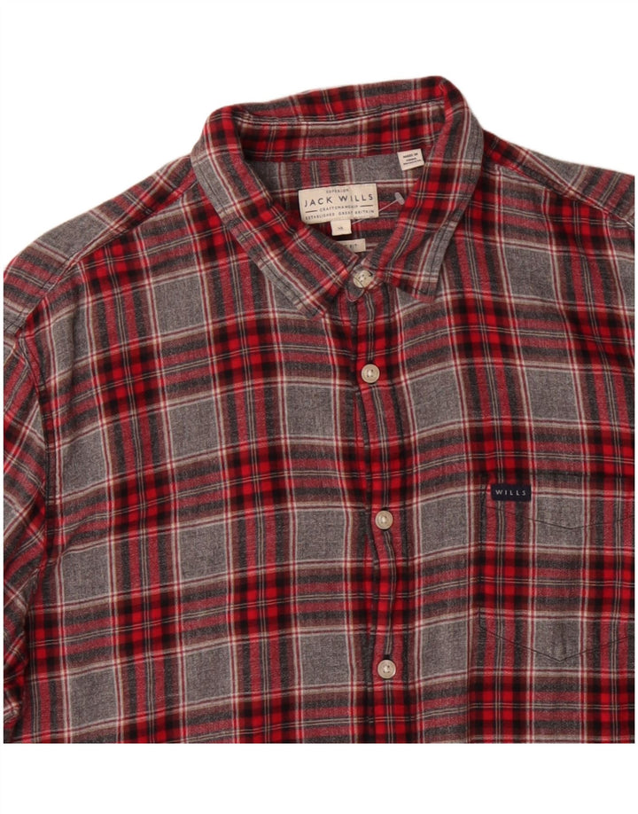 Jack Wills Mens Regular Fit Flannel Shirt XL Grey Check Cotton