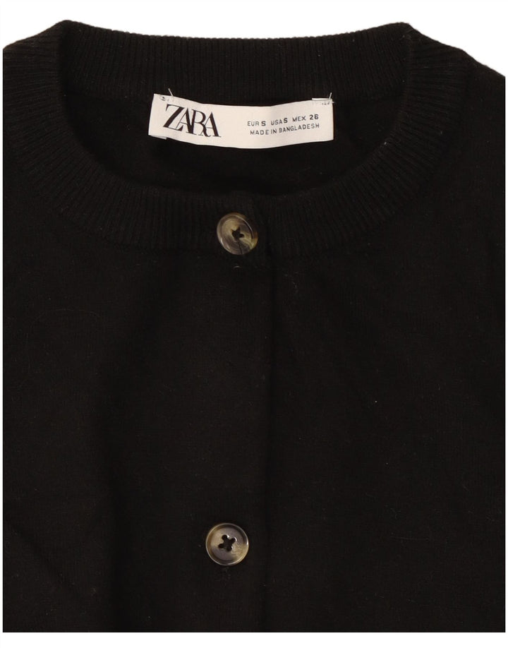 Zara Womens Crop Cardigan Sweater UK 10 Small Black
