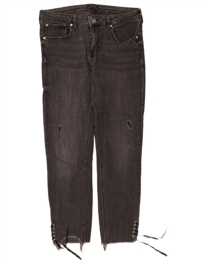 Zara Womens Distressed Slim Jeans EU 44 XL W34 L27 Grey