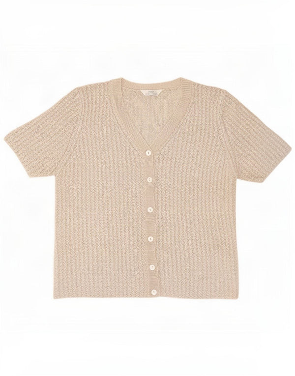 Marks & Spencer kortærmet cardigantrøje til kvinder UK 20 2XL Beige