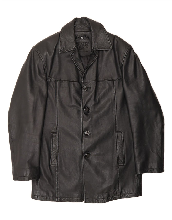 REMUS Mens Leather Coat UK 40 Large Black Leather Vintage Remus and Second-Hand Remus from Messina Hembry 