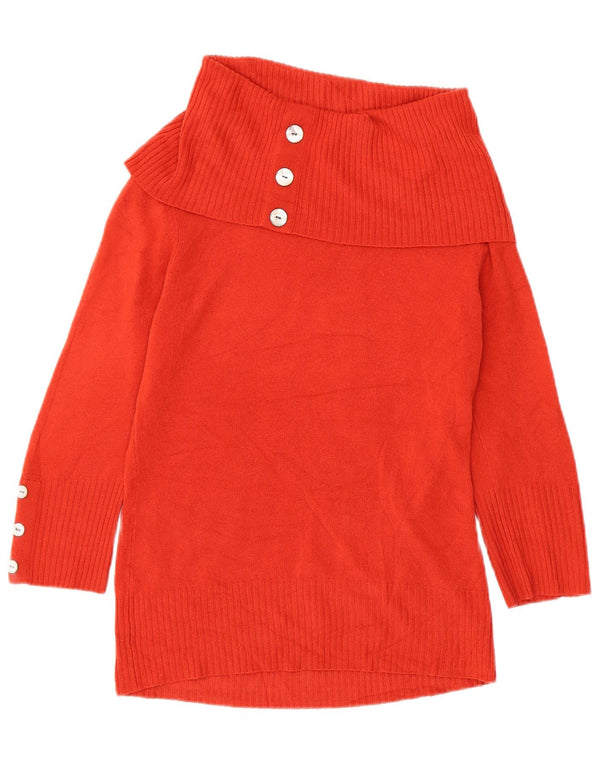 Per Una Dame Roll Neck Jumper Sweater UK 14 Medium Orange Akryl