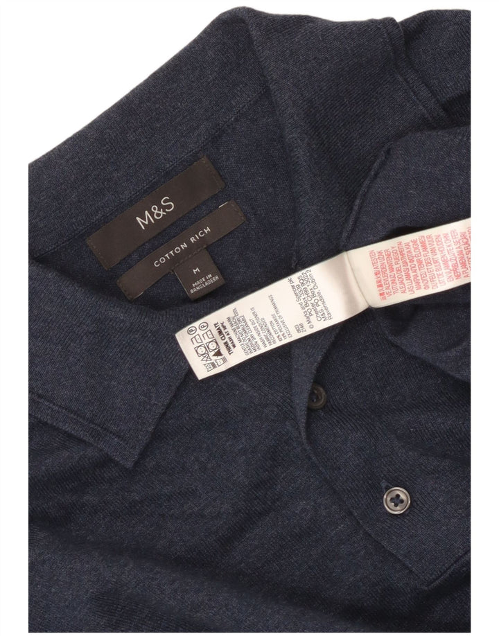 Maglione da uomo Marks & Spencer con collo alto, blu navy medio screziato