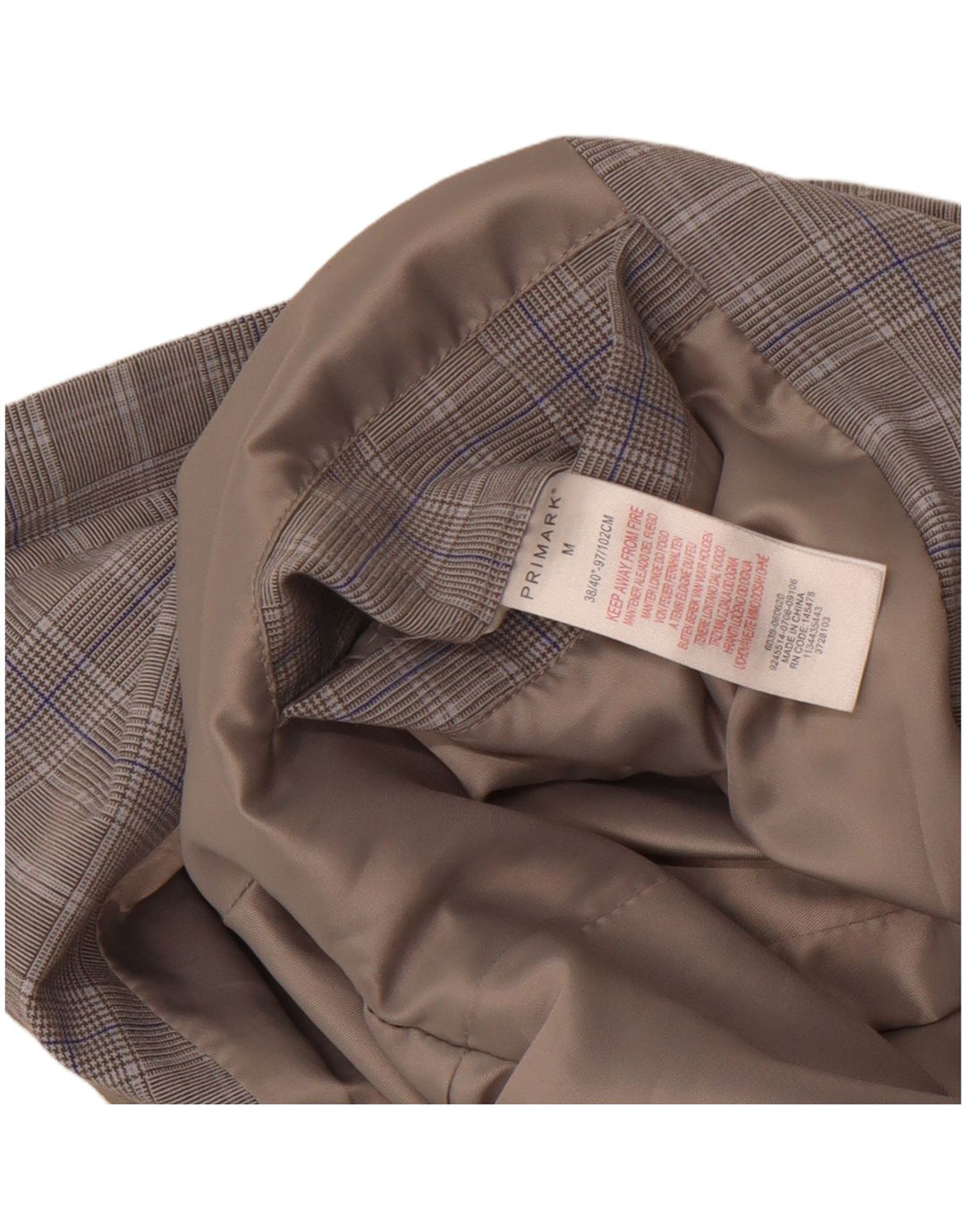 Primark Mens Bomber Jacket UK 38 Medium Grey Check Polyester