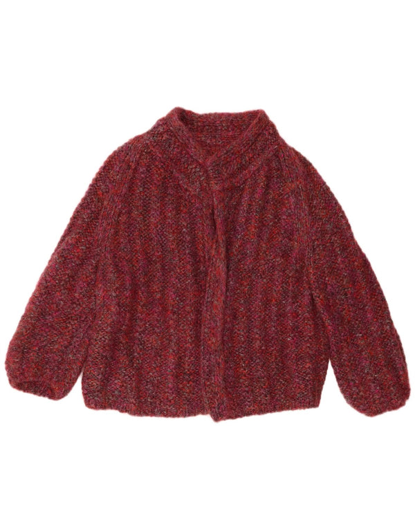 Винтажный женский открытый кардиган, свитер UK 18 XL, бордовый в крапинку