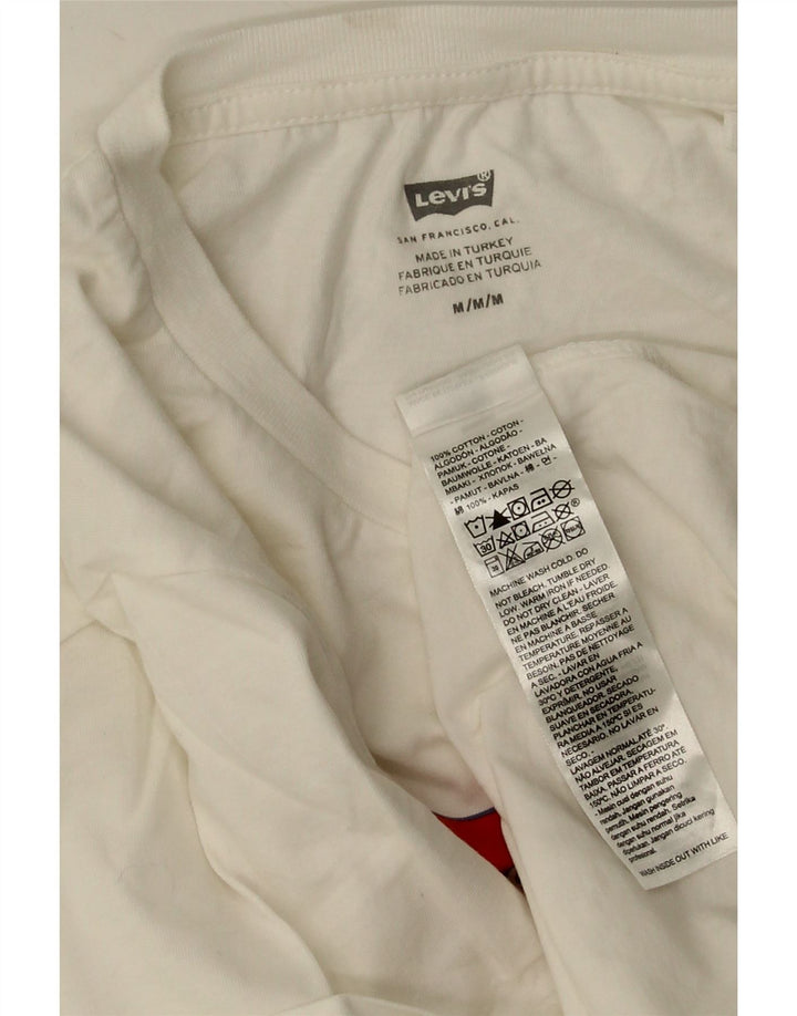 Levi's Womens Graphic T-Shirt Top UK 14 Mittelweiße Baumwolle