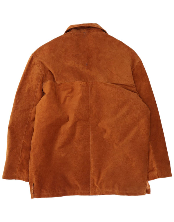 Antica Pelleria Mens Loose Fit Suede Windbreaker Coat IT 48 Medium Brown