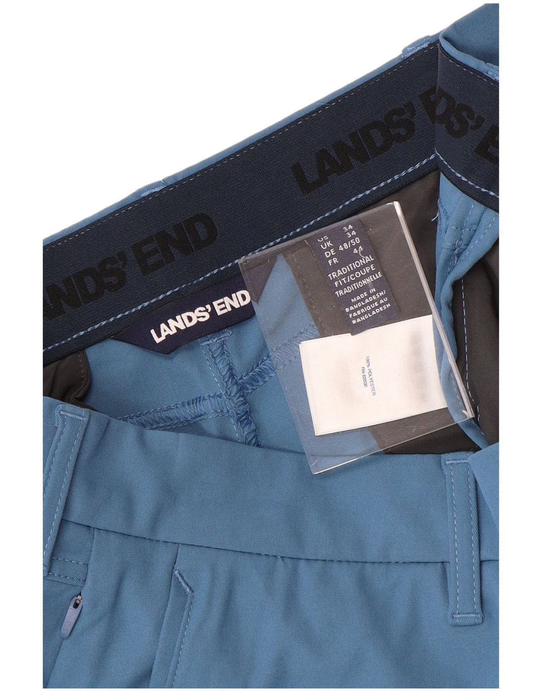 LANDS END Herre Chino Shorts W34 Large Blue Polyester