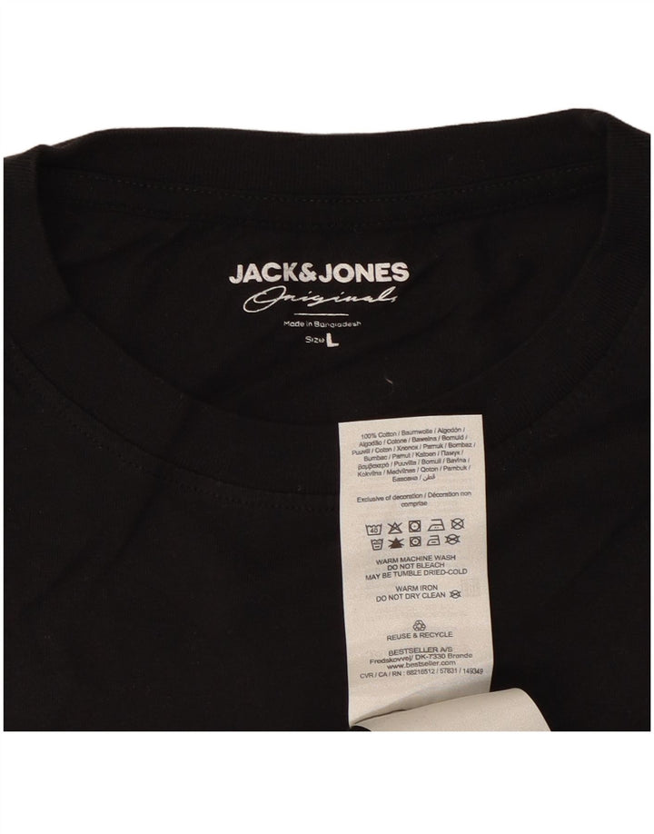 Jack & Jones Mens T-Shirt Top Large Black Cotton