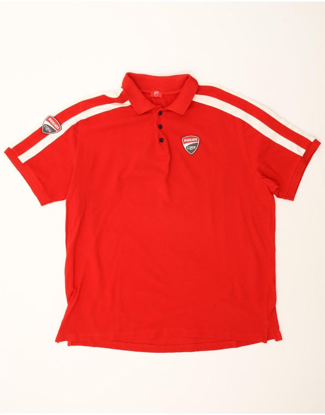 Ducati Mens Polo Shirt 2XL Red Colourblock Cotton