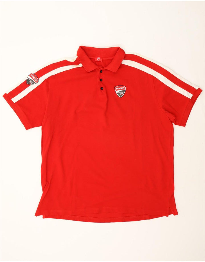 Ducati Mens Polo Shirt 2XL Red Colourblock Cotton