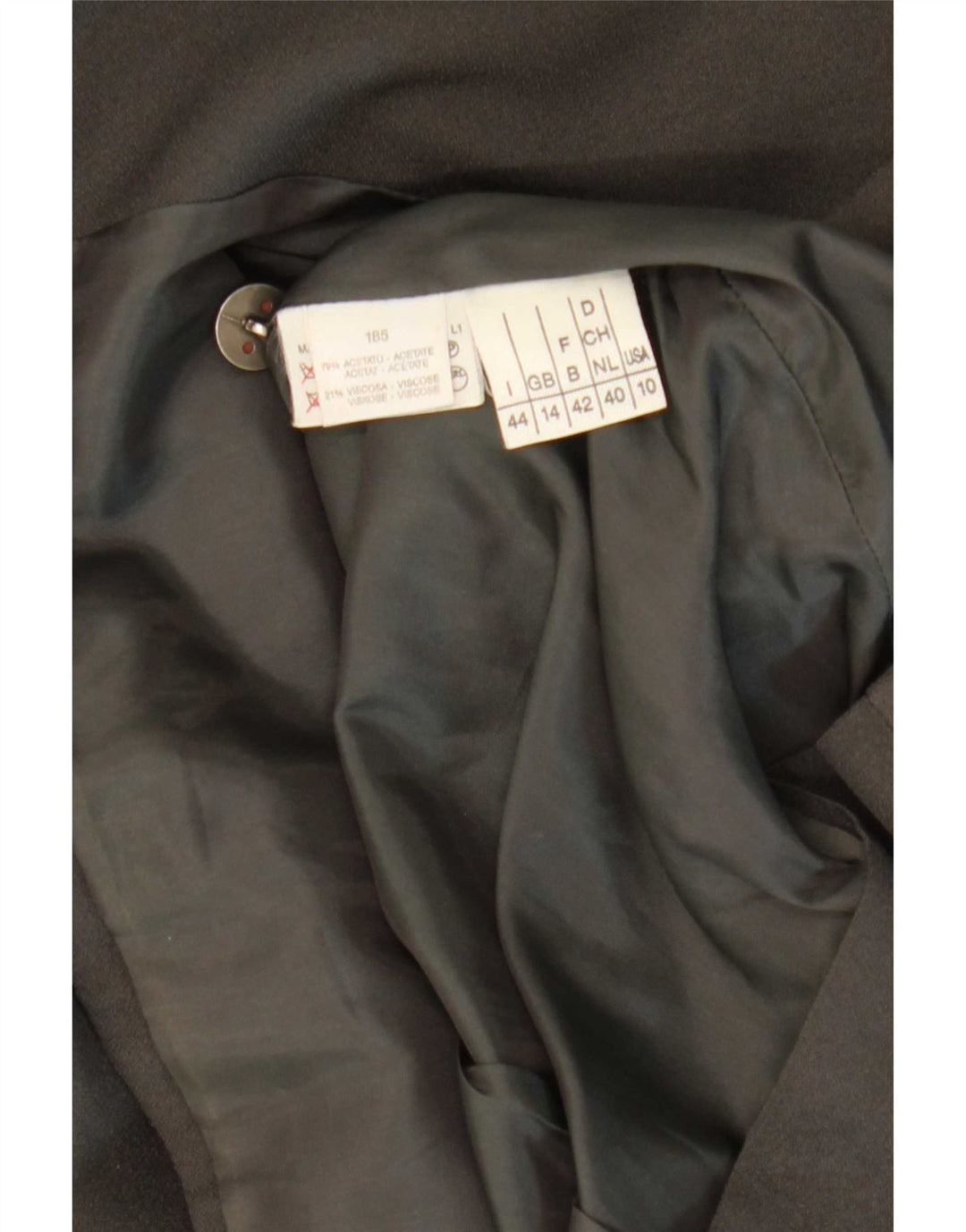 Vintage Damen 1-Knopf-Blazerjacke UK 14 Mittelschwarzes Acetat