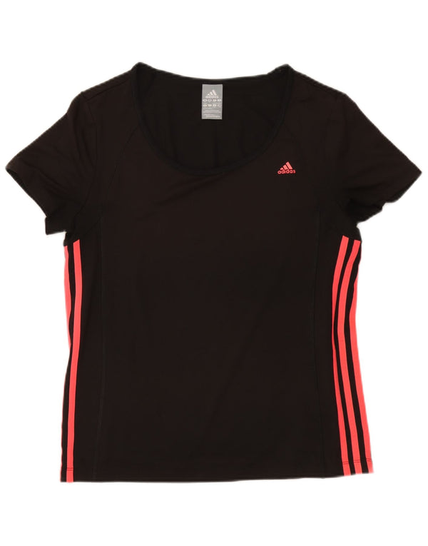 Adidas Damen Climalite T-Shirt Top UK 16/18 Large Schwarz Polyester