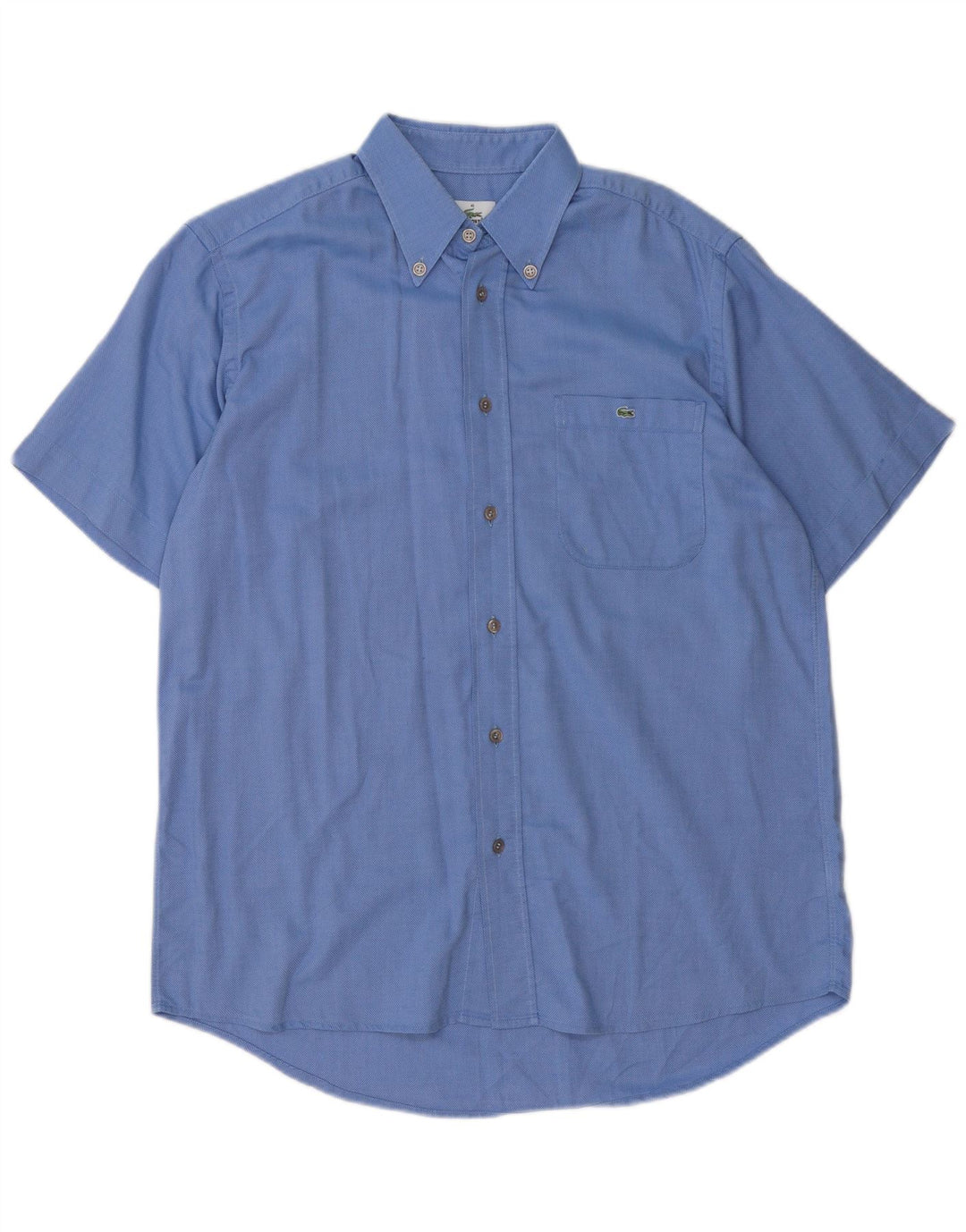 Lacoste Herren-Kurzarmhemd, Größe 40, mittelblaue Baumwolle