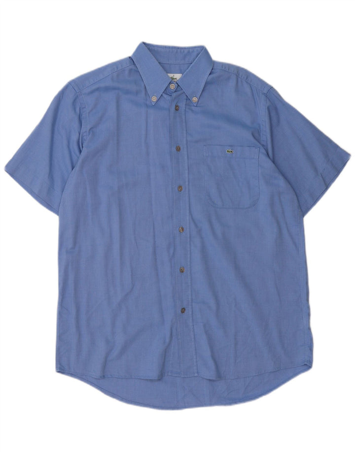 Lacoste Herren-Kurzarmhemd, Größe 40, mittelblaue Baumwolle