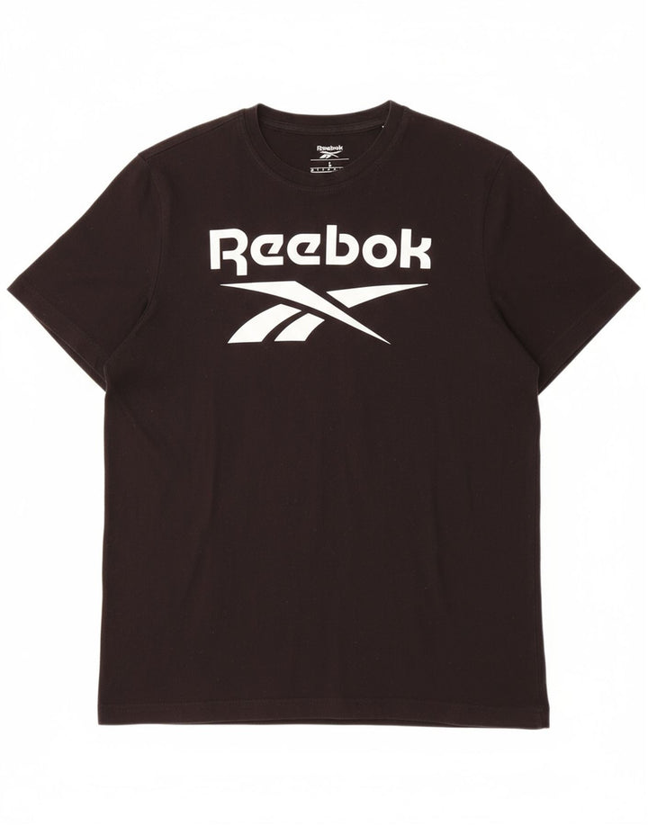 REEBOK Mens Graphic T-Shirt Top Large Black Cotton